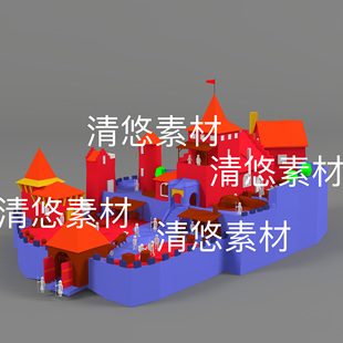 obj格式 3dmax c4d fbx 非实物D314 卡通中世纪城堡城池文件