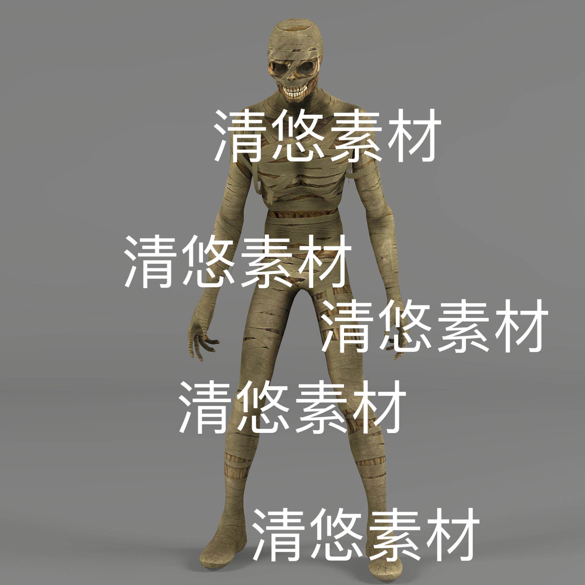 活死人僵尸c4d fbx格式文件骨骼绑定动作木乃伊文件 非实物E317