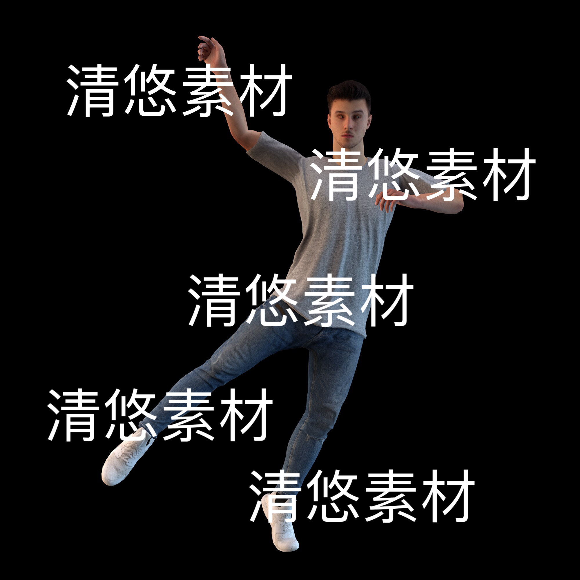 c4d fbx格式骨骼绑定跳街舞的男孩青年动作文件 非实物E221