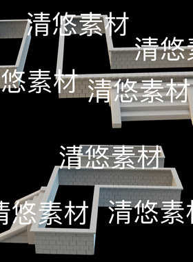 3dmax c4d fbx obj格式古建筑水池水槽石阶模型子文件 非实物D167