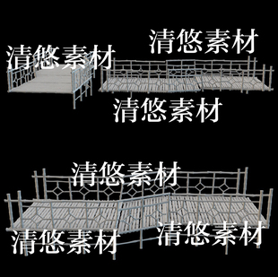 饰文件 3dmax 非实物B156 竹木风小桥场景装 obj格式 c4d fbx