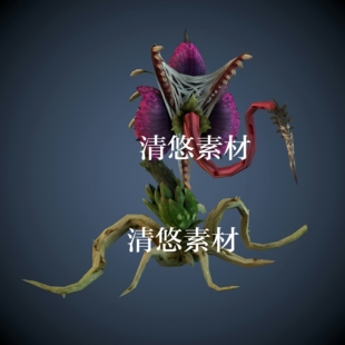 4种颜色骨骼绑定带动作食人花怪物模型c4d 非实物A378 fbx格式