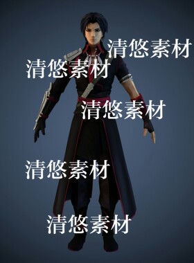 游戏人物百里屠苏3dmax模型跑步动作bip骨骼绑定文件 非实物A551