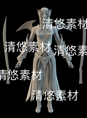blend c4d fbx obj格式女精灵服饰利刃人物文件 非实物B812