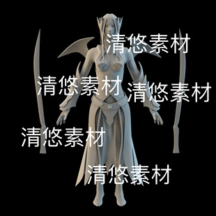 obj格式 blend c4d fbx 非实物B812 女精灵服饰利刃人物文件
