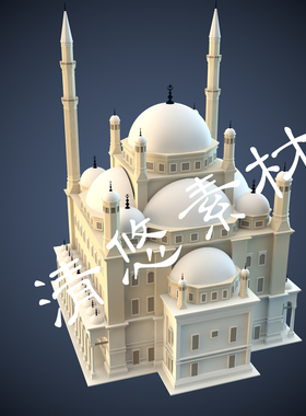 西方建筑清真寺3dmax c4d fbx礼拜寺模型文件 非实物A49