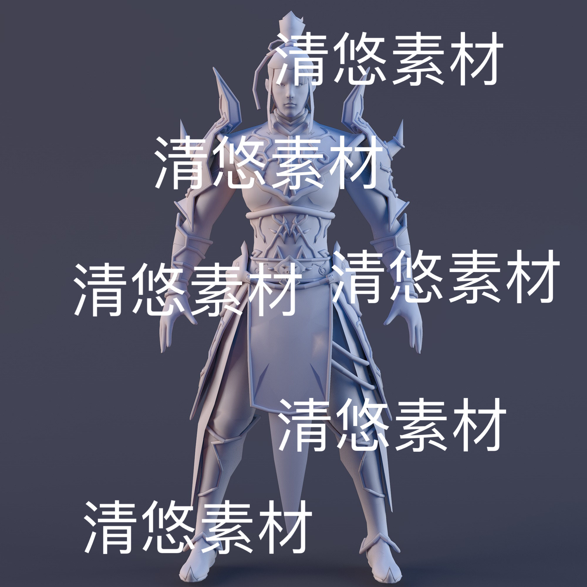 c4d fbx obj格式中国风古代年轻男子士兵战士文件 非实物D972