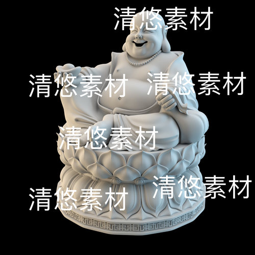 3dmax c4d fbx obj 3ds格式弥勒佛雕塑莲花石台文件 非实物B560