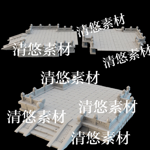 3dmax c4d fbx obj格式古代建筑底座阶梯地面石块文件 非实物B213
