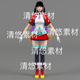 c4d 二次元 美少女战士女生骨骼面部绑定文件 非实物D512 fbx格式