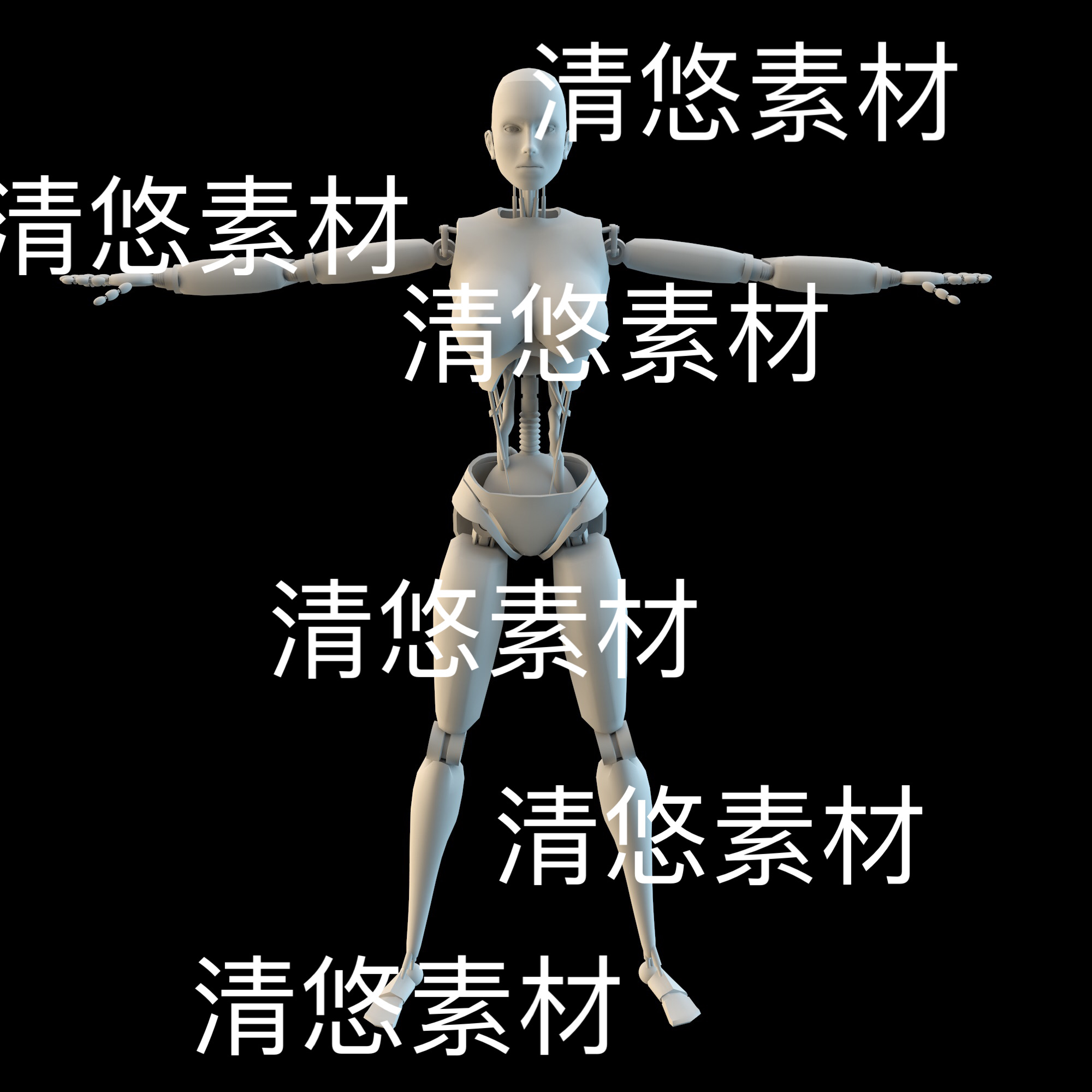 c4d fbx格式骨骼绑定科幻机甲女性机器人模型文件 非实物D62