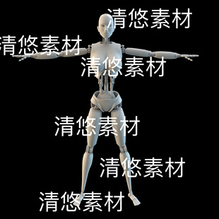 骨骼绑定科幻机甲女性机器人模型文件 非实物D62 fbx格式 c4d