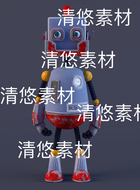 c4d fbx obj格式次时代pbr卡通方头罐身机器人文件 非实物D538