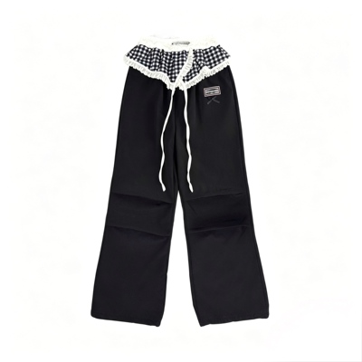 Bronze Lucia格纹拼接宽松休闲工装长裤