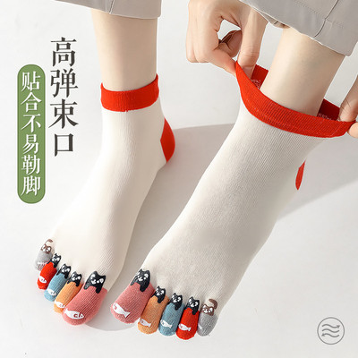 春秋五指袜子女夏季纯棉