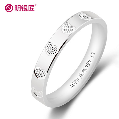 s999纯银爱心形戒指女款