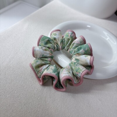 手作森系油画莫奈花园风纯棉布艺小肠圈小清新高弹力头花小肠发圈