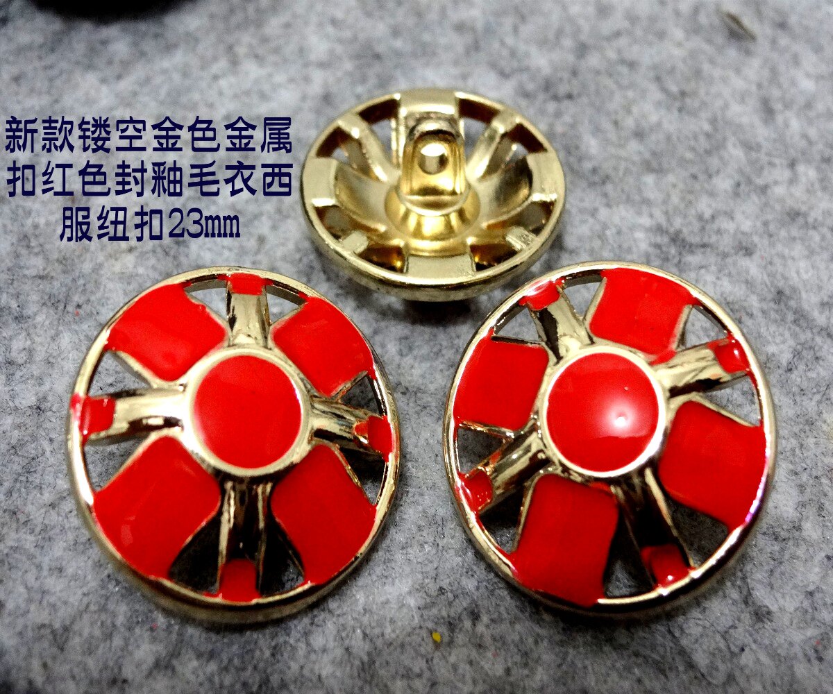 新款热卖大红色封釉金色金属扣毛衣线衫西服外套纽扣扣子专卖22mm