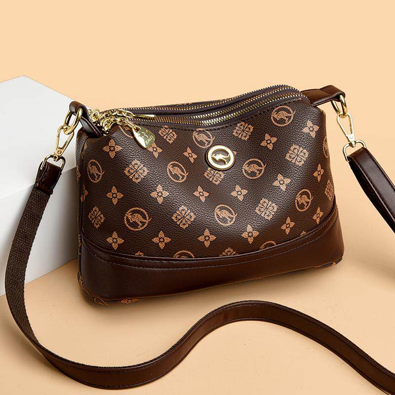 正品真皮女包包2026新款时尚中年妈妈包软牛皮多层女士斜挎小方包