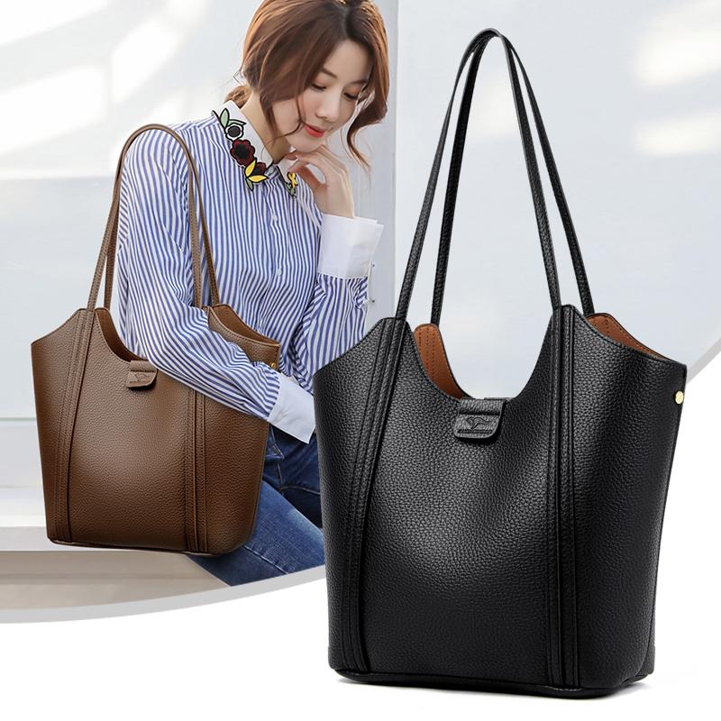 真皮女包水桶包小众设计感单肩包