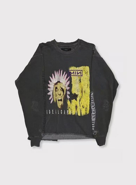 Minus Bootleg DIY Crew Sweat With Damaged 破坏 做旧 刺绣卫衣