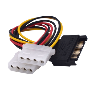 SATA公转2口IDE电源线 SATA15p公头一分二转大IDE 串口转4pin母头