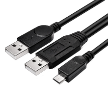 带辅助双头供电口USB2.0 micro公移动硬盘数据充电线电脑连接线