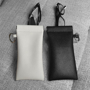 真皮眼镜收纳包便捷近视眼墨镜太阳镜挂绳自动闭合高级牛皮眼镜袋