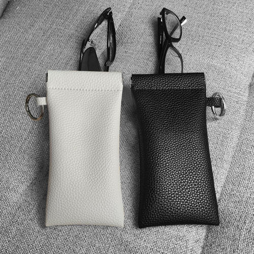 真皮眼镜收纳包便捷近视眼墨镜太阳镜挂绳自动闭合高级牛皮眼镜袋