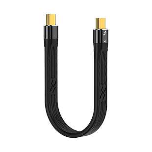 移动硬盘USB4高速数据线双头TypeC公对母口40G传输雷电4扁短线100W快充安卓手机CC充电线ssd固态硬盘盒外接线