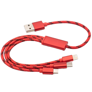 三合一充电线短款多头一拖三数据线车用充电宝短线便携快充多接口多用USB车载适用苹果小米华为安卓TypeC手机