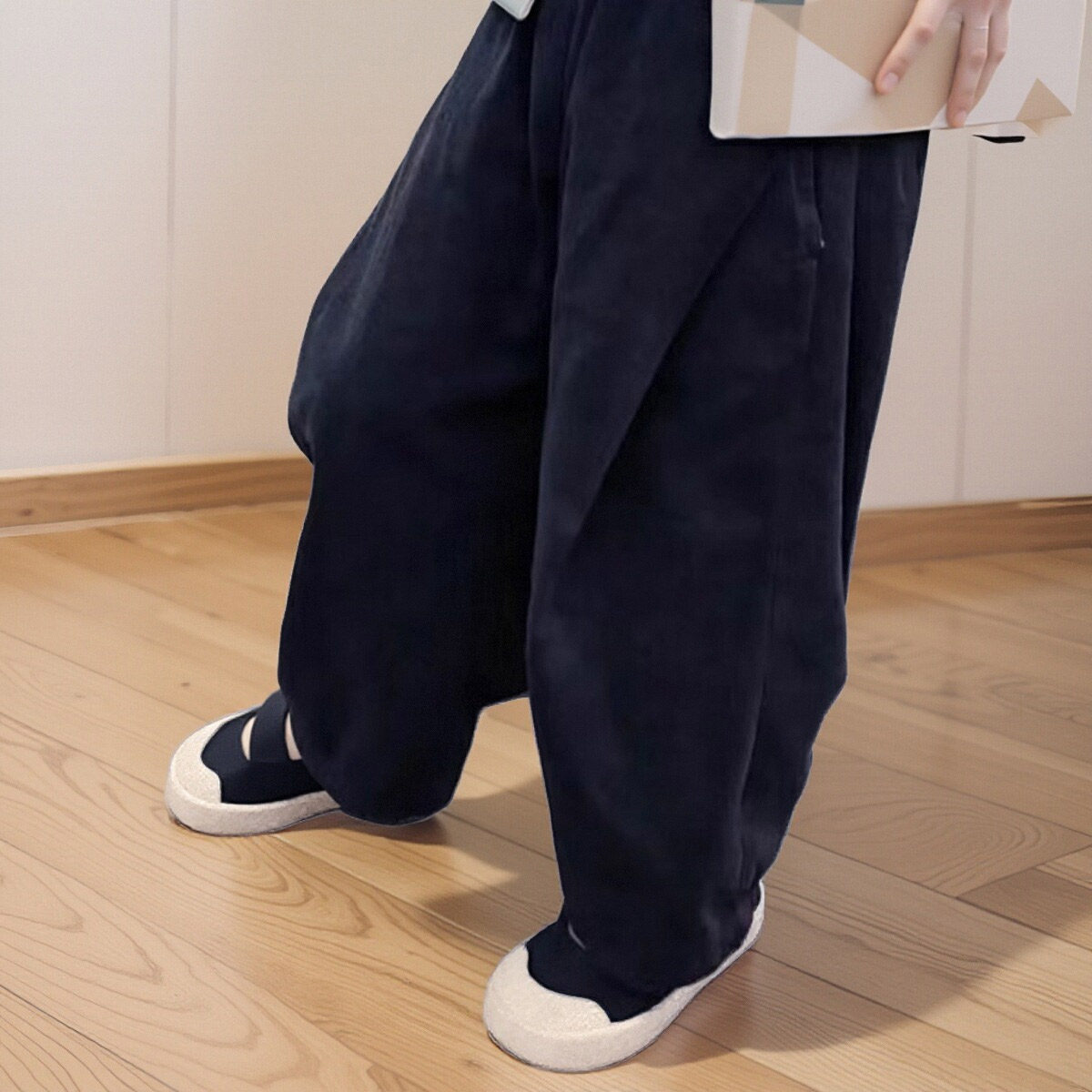 中国风童裤唐装搭配儿童灯笼裤加厚收脚裤黑色加绒汉服长裤