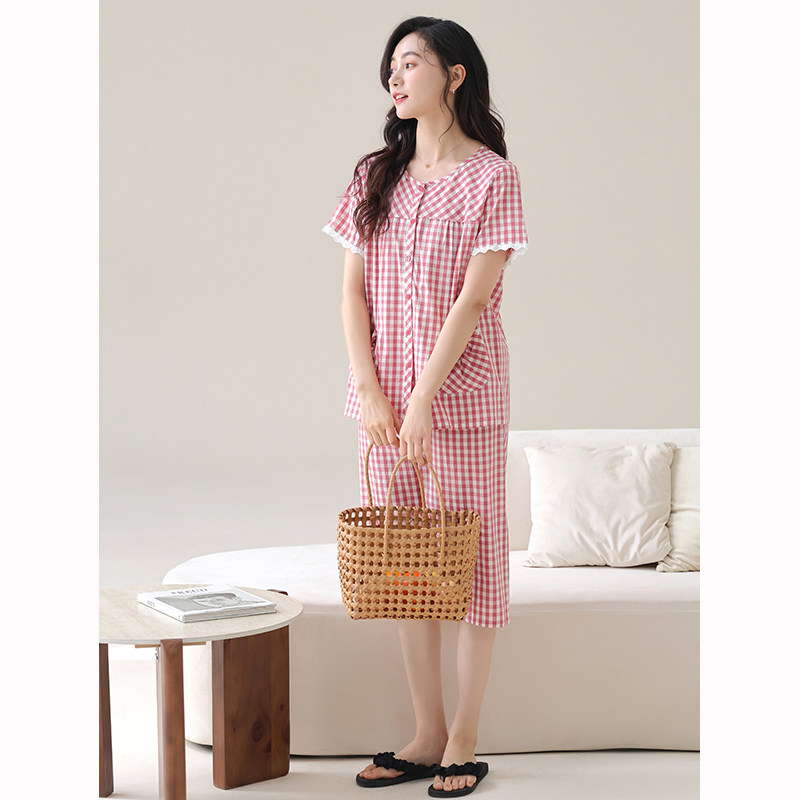 康汝雅梭织纯棉短袖七分裤家居服