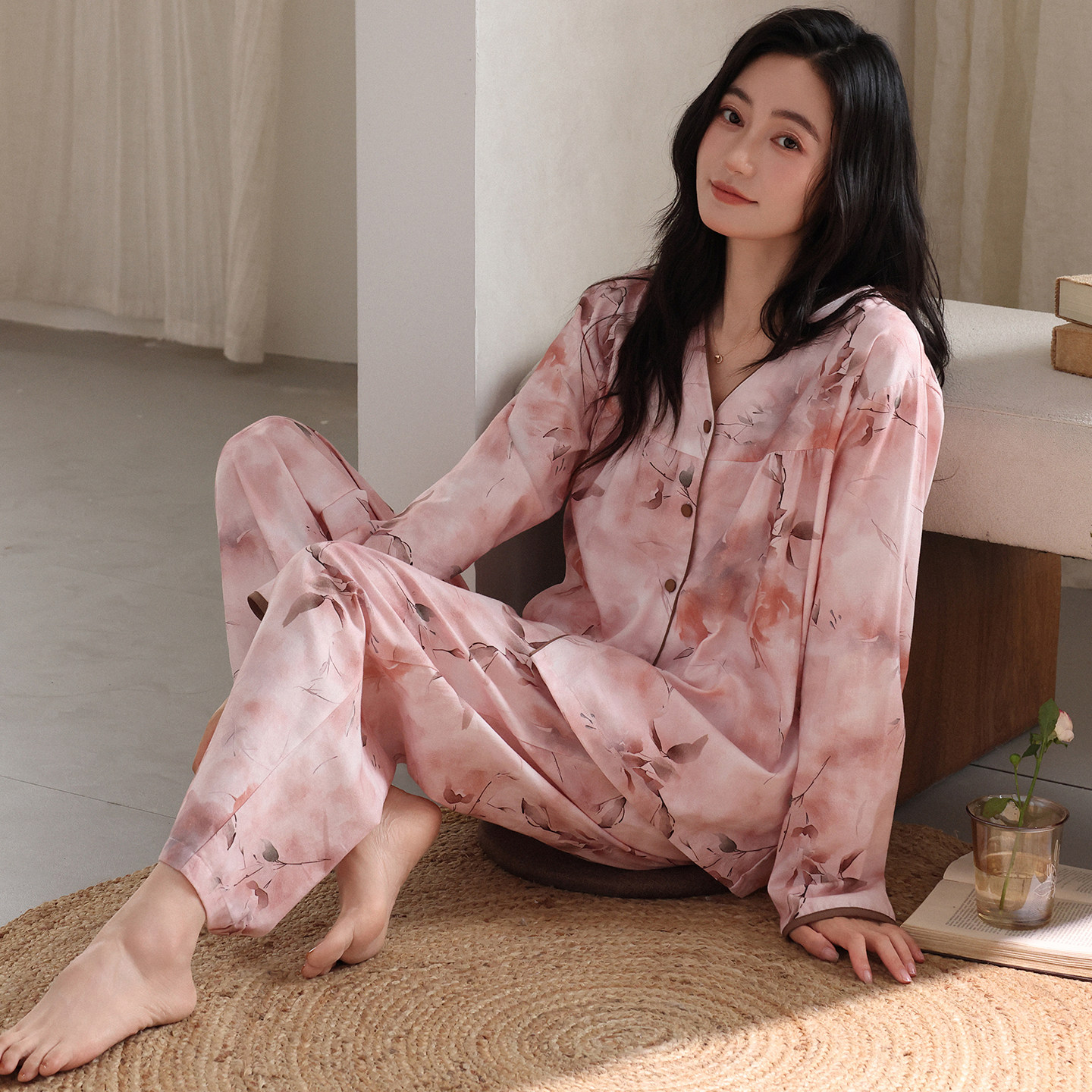 康汝雅春秋季纯棉可外穿女家居服