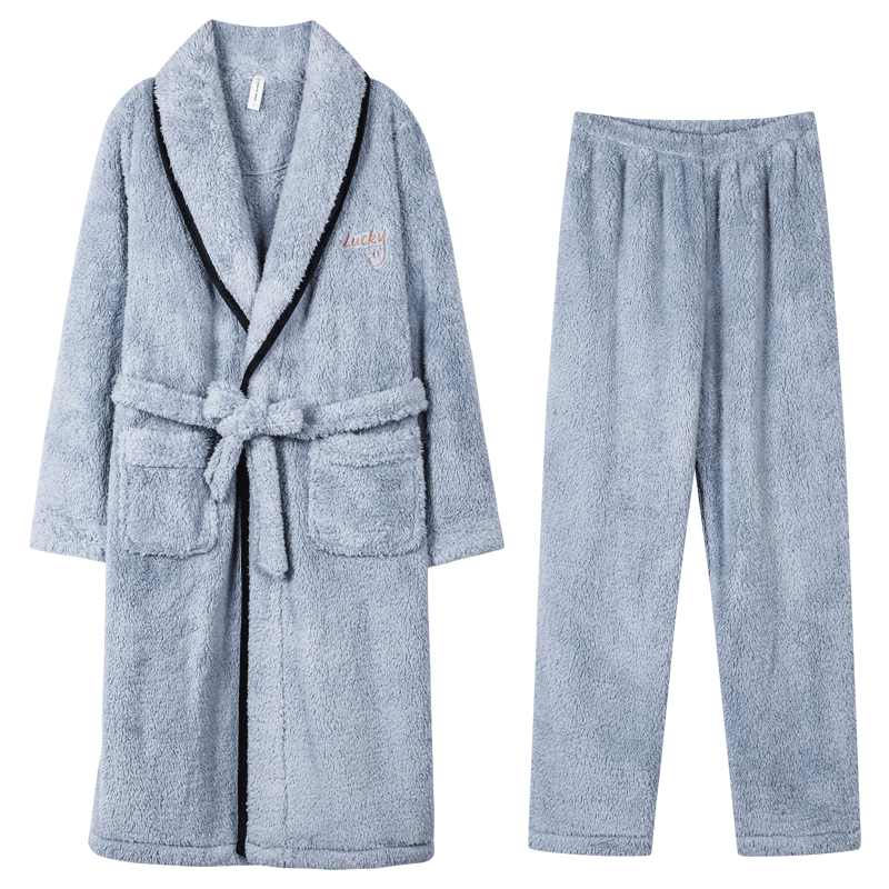 康汝雅女法兰绒休闲中长款家居服