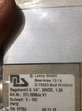 议价 德国LANNY阀比例阀调节阀 NR.EFL1B99JU V1 97753 D-75323