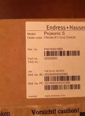 售前E+H恩德斯豪斯FMU90-R11CA212AA3A超音波物位变送器P401A5010