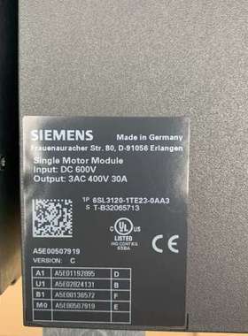 售前6SL3120-1TE23-0AA3变频器30A测试