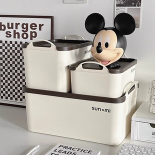 办公室大容量杂物收纳箱学生桌上书本整理盒子带盖防尘桌面收纳盒