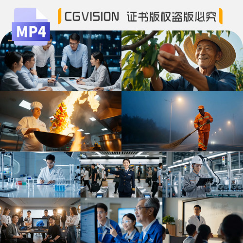 各行各业忙碌场景职场工人厨师快递员笑脸快切混剪宣传片视频素材