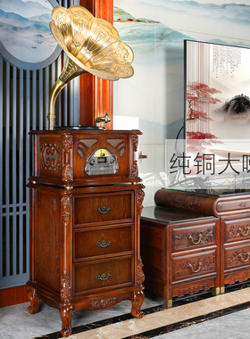 今墨留声机复古客厅美式欧式中式黑胶唱片机老式仿古卡拉OK留音机