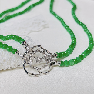 18k金镶嵌天然钻石一款 多戴双串翡翠珠链金扣珍珠项链连接配件扣