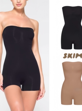 正品SKIMS卡戴珊SEAMLESS SCULPT无肩带抹胸塑身衣连体衣