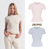 SKIMS短袖 卡戴珊Cotton Jersey修身 正品 平纹棉T恤上衣BABY同款