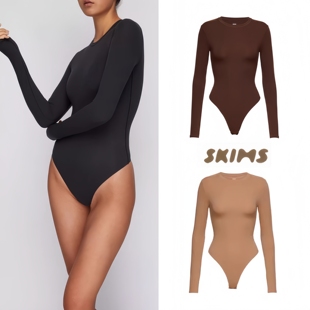 正品SKIMS FITS EVERYBODY LONG SLEEVE CREWNECK长袖连体衣