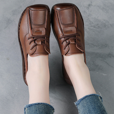 坡跟软底防滑妈妈鞋复古单鞋