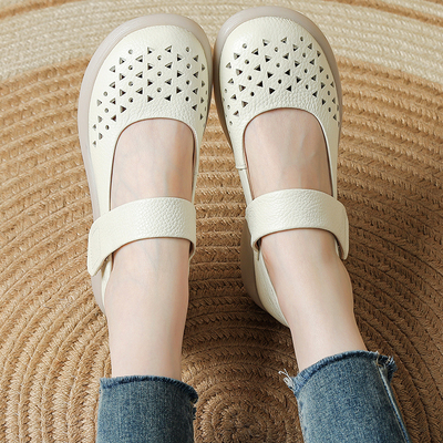 中老年真皮软底防滑妈妈鞋