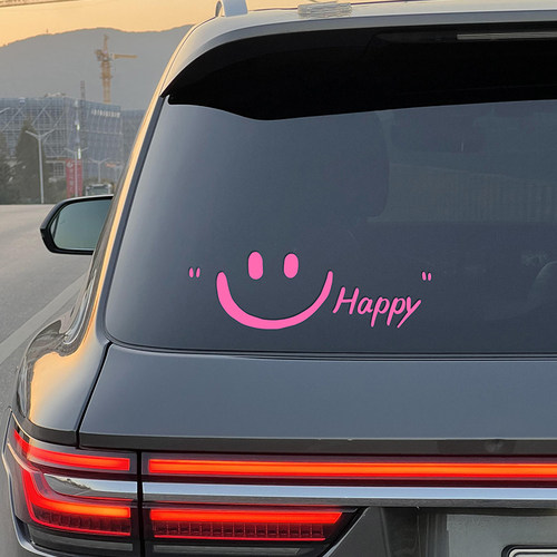 Happy汽车贴纸治愈文字电动车贴