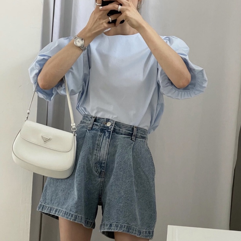 Round neck bubble sleeve loose Baby Shirt Top