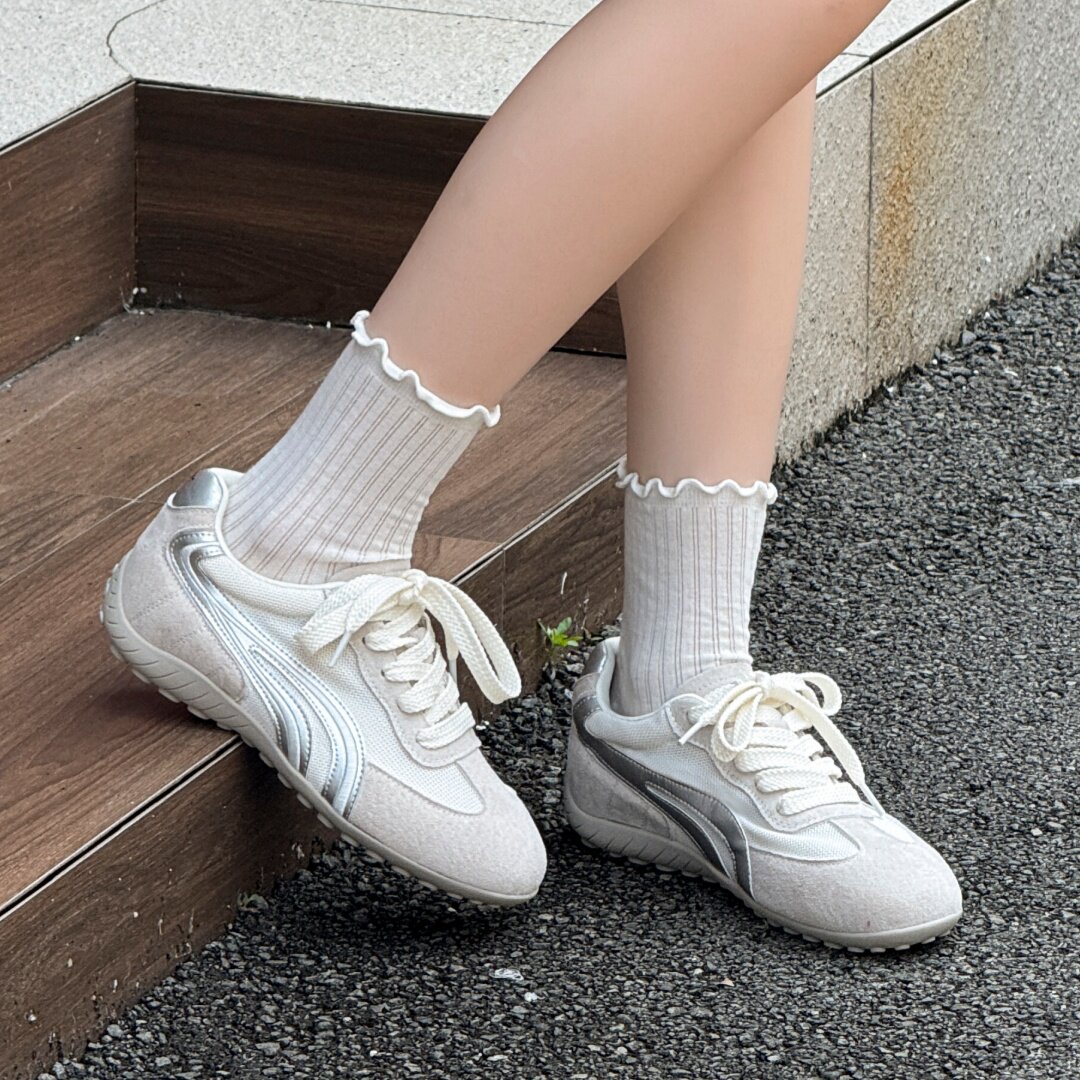 恋典厚底真皮显脚小德训鞋女夏季新款2026透气百搭软底运动休闲鞋